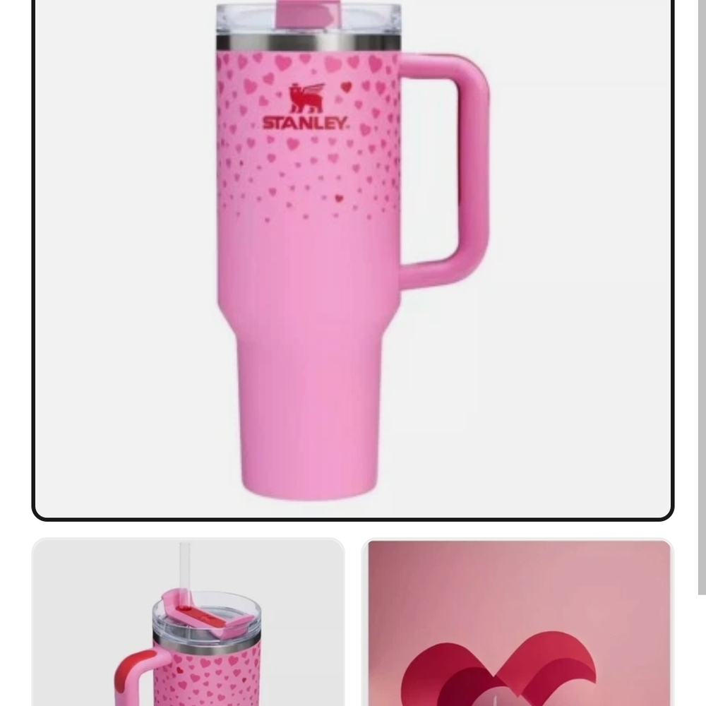 🩷Stanley Heart Pattern Pink Thermos 40 Oz